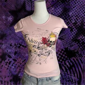 gege skull baby tee y2k alt goth top